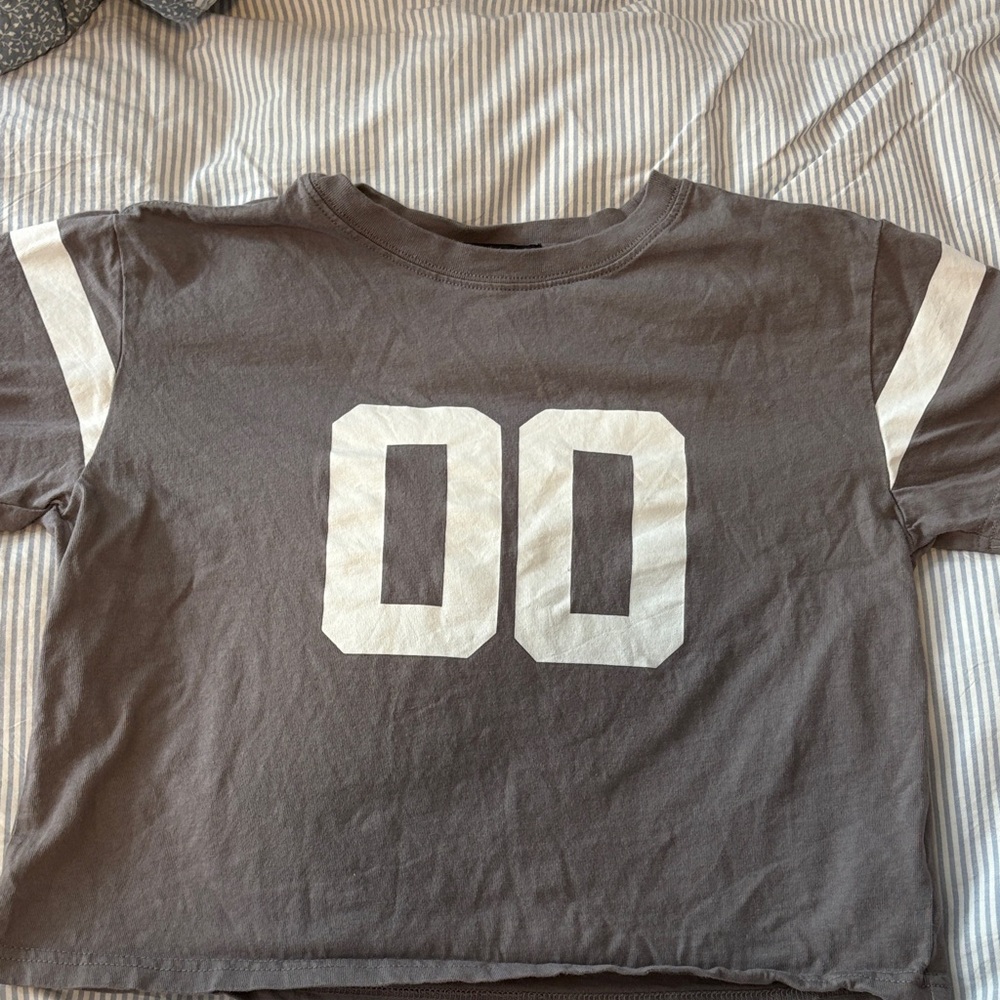 Forever 21 Brown Crop Top with White Graphic